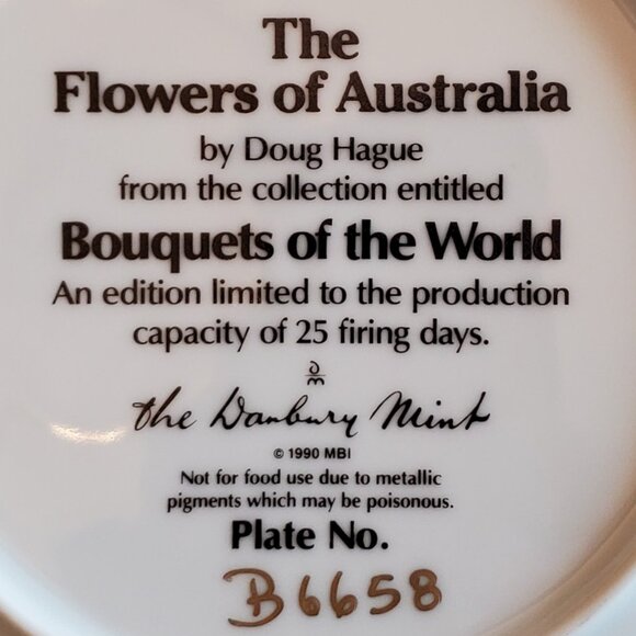 Vintage Danbury Mint "Flowers of Australia" Collector Plate by Doug Hague 1990 - Picture 4 of 6